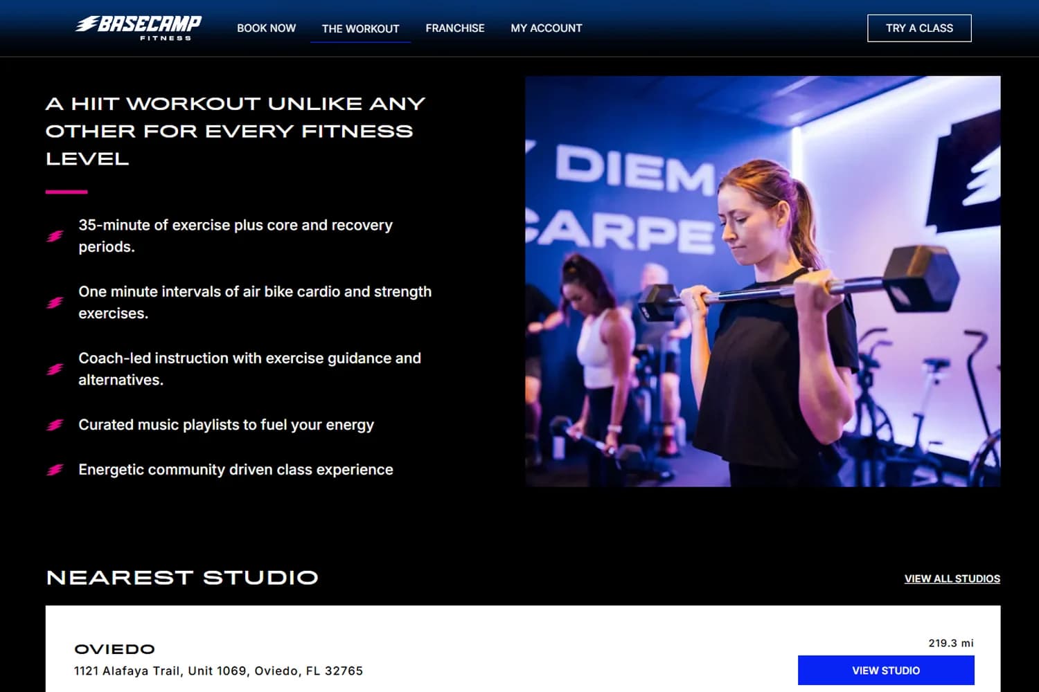Basecamp Fitness, a fitness franchise that offers high intensity interval training (HIIT) classes and workouts.