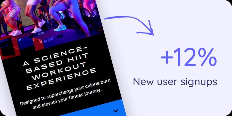 A custom-built web page for Basecamp Fitness that led to a 12% increase in new user signups.