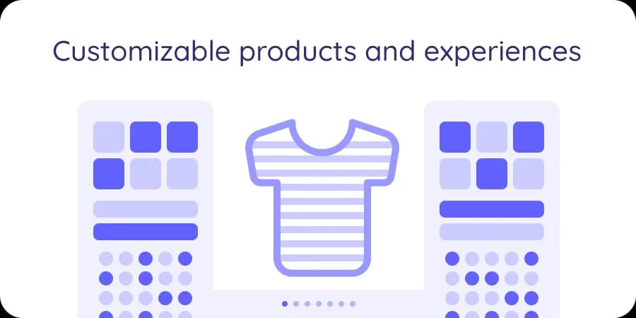 A retail product customizer, featuring a customized, striped shirt with various options selected.